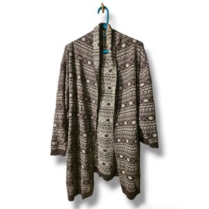 Torrid Fair Isle Open Draped Cardigan